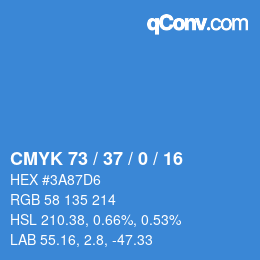 カラーコード: CMYK 73 / 37 / 0 / 16 | qconv.com