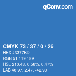 Color code: CMYK 73 / 37 / 0 / 26 | qconv.com
