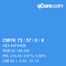 カラーコード: CMYK 73 / 37 / 0 / 8 | qconv.com