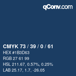 Color code: CMYK 73 / 39 / 0 / 61 | qconv.com