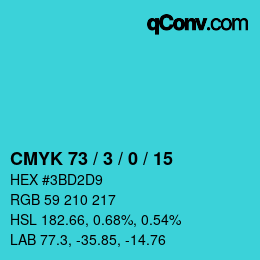 颜色代码: CMYK 73 / 3 / 0 / 15 | qconv.com