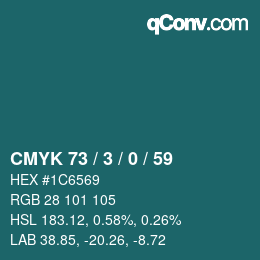 Farbcode: CMYK 73 / 3 / 0 / 59 | qconv.com
