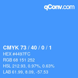 Color code: CMYK 73 / 40 / 0 / 1 | qconv.com
