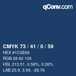 Color code: CMYK 73 / 41 / 0 / 59 | qconv.com