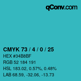 Color code: CMYK 73 / 4 / 0 / 25 | qconv.com
