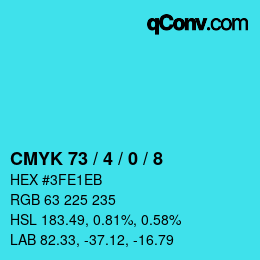 カラーコード: CMYK 73 / 4 / 0 / 8 | qconv.com