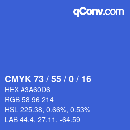 カラーコード: CMYK 73 / 55 / 0 / 16 | qconv.com