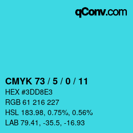 Color code: CMYK 73 / 5 / 0 / 11 | qconv.com