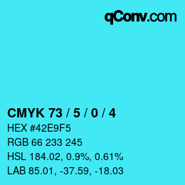 Color code: CMYK 73 / 5 / 0 / 4 | qconv.com