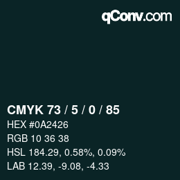 Color code: CMYK 73 / 5 / 0 / 85 | qconv.com
