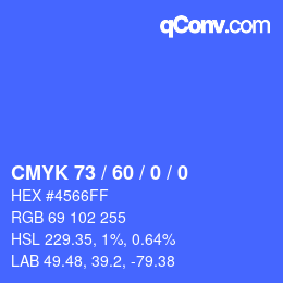 颜色代码: CMYK 73 / 60 / 0 / 0 | qconv.com
