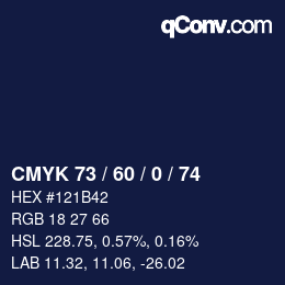 カラーコード: CMYK 73 / 60 / 0 / 74 | qconv.com