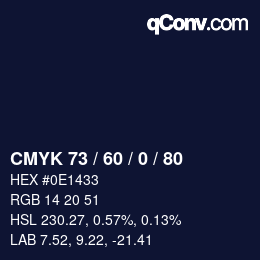 Color code: CMYK 73 / 60 / 0 / 80 | qconv.com