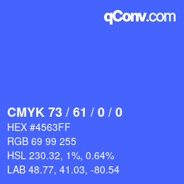 カラーコード: CMYK 73 / 61 / 0 / 0 | qconv.com