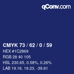 Color code: CMYK 73 / 62 / 0 / 59 | qconv.com