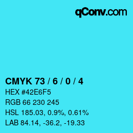 カラーコード: CMYK 73 / 6 / 0 / 4 | qconv.com