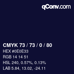Color code: CMYK 73 / 73 / 0 / 80 | qconv.com