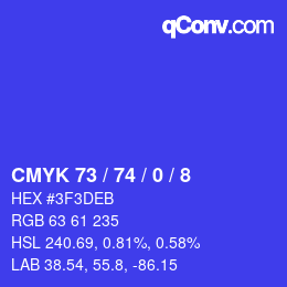 Color code: CMYK 73 / 74 / 0 / 8 | qconv.com