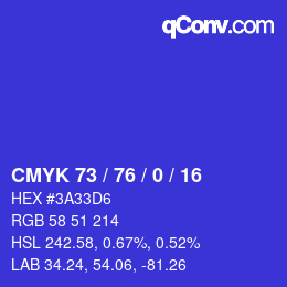Código de color: CMYK 73 / 76 / 0 / 16 | qconv.com