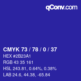 Código de color: CMYK 73 / 78 / 0 / 37 | qconv.com