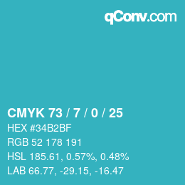 Color code: CMYK 73 / 7 / 0 / 25 | qconv.com