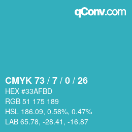 Color code: CMYK 73 / 7 / 0 / 26 | qconv.com