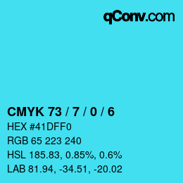 カラーコード: CMYK 73 / 7 / 0 / 6 | qconv.com