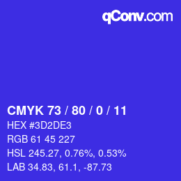 Color code: CMYK 73 / 80 / 0 / 11 | qconv.com