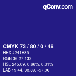 Color code: CMYK 73 / 80 / 0 / 48 | qconv.com