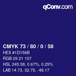 カラーコード: CMYK 73 / 80 / 0 / 58 | qconv.com
