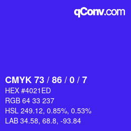 Color code: CMYK 73 / 86 / 0 / 7 | qconv.com