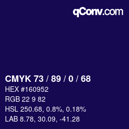 カラーコード: CMYK 73 / 89 / 0 / 68 | qconv.com
