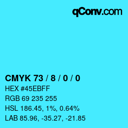 Color code: CMYK 73 / 8 / 0 / 0 | qconv.com