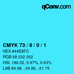 Color code: CMYK 73 / 8 / 0 / 1 | qconv.com