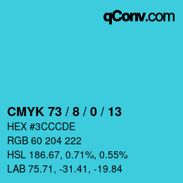 カラーコード: CMYK 73 / 8 / 0 / 13 | qconv.com