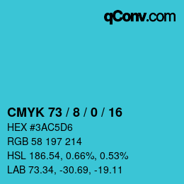 カラーコード: CMYK 73 / 8 / 0 / 16 | qconv.com