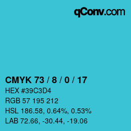 カラーコード: CMYK 73 / 8 / 0 / 17 | qconv.com