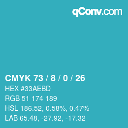 颜色代码: CMYK 73 / 8 / 0 / 26 | qconv.com
