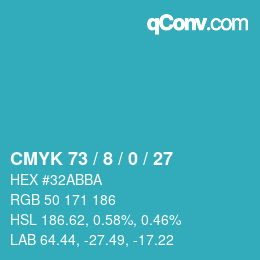 Color code: CMYK 73 / 8 / 0 / 27 | qconv.com