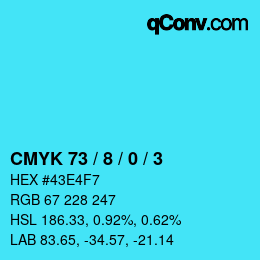 Color code: CMYK 73 / 8 / 0 / 3 | qconv.com