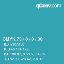 Color code: CMYK 73 / 8 / 0 / 30 | qconv.com