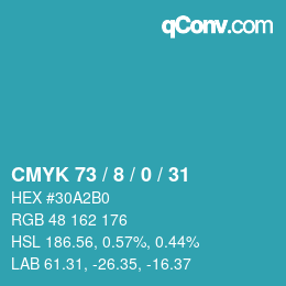 Color code: CMYK 73 / 8 / 0 / 31 | qconv.com
