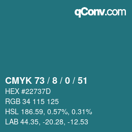 カラーコード: CMYK 73 / 8 / 0 / 51 | qconv.com