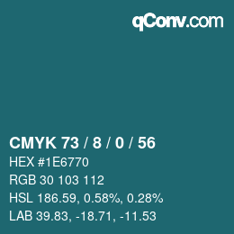 カラーコード: CMYK 73 / 8 / 0 / 56 | qconv.com