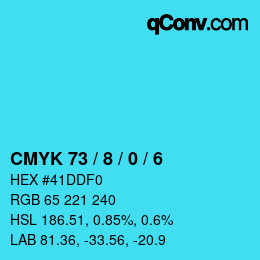 颜色代码: CMYK 73 / 8 / 0 / 6 | qconv.com