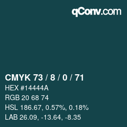 カラーコード: CMYK 73 / 8 / 0 / 71 | qconv.com