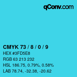 Color code: CMYK 73 / 8 / 0 / 9 | qconv.com