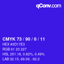 カラーコード: CMYK 73 / 90 / 0 / 11 | qconv.com