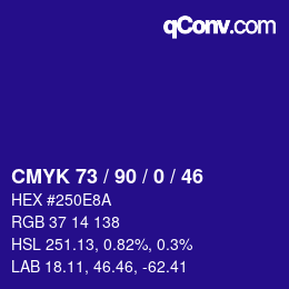 カラーコード: CMYK 73 / 90 / 0 / 46 | qconv.com