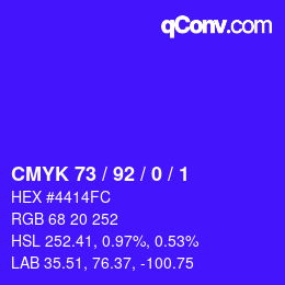 カラーコード: CMYK 73 / 92 / 0 / 1 | qconv.com